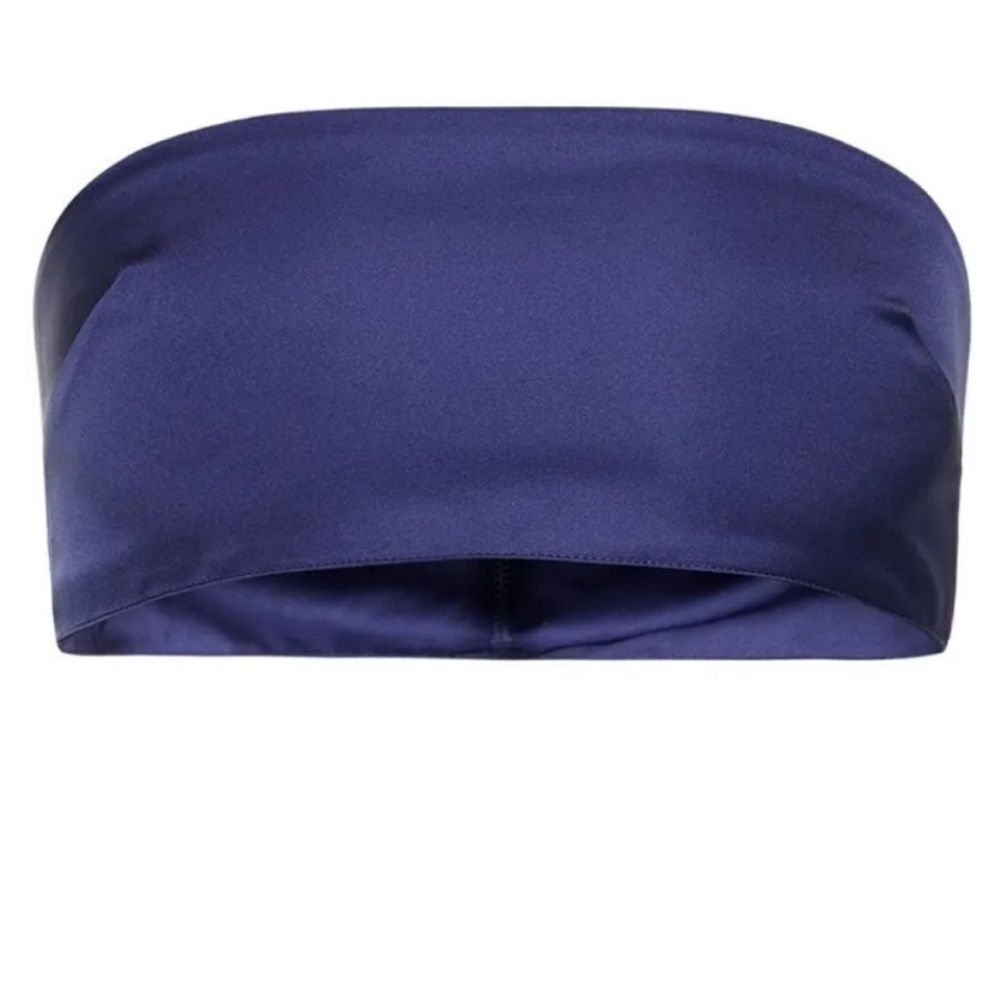 WeWoreWhat Duchesse Satin Bandeau Top Navy Size 2